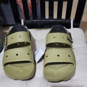 CROCS Green Sandals with Adjustable Straps and Contoured Footbed New Mens Size12